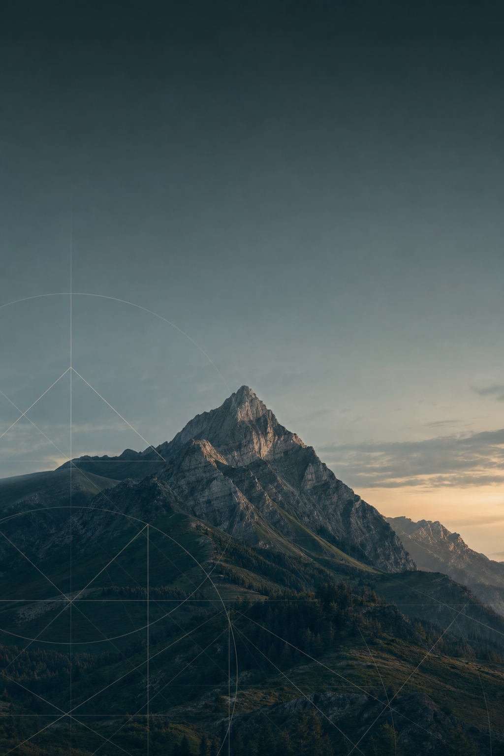 Utah mountain ridgeline with subtle geometric overlay